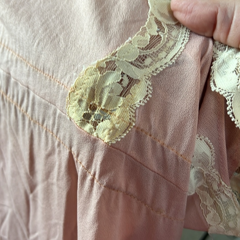 Vtg 1960s dusty pink GILEAD lace night gown 2 pieces dress and robe coquette M - Picture 8 of 9